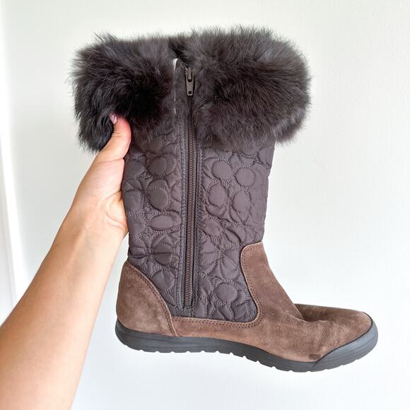 Coach Talen Suede Fur Cuff Boot Brown 8M - Picture 5 of 8
